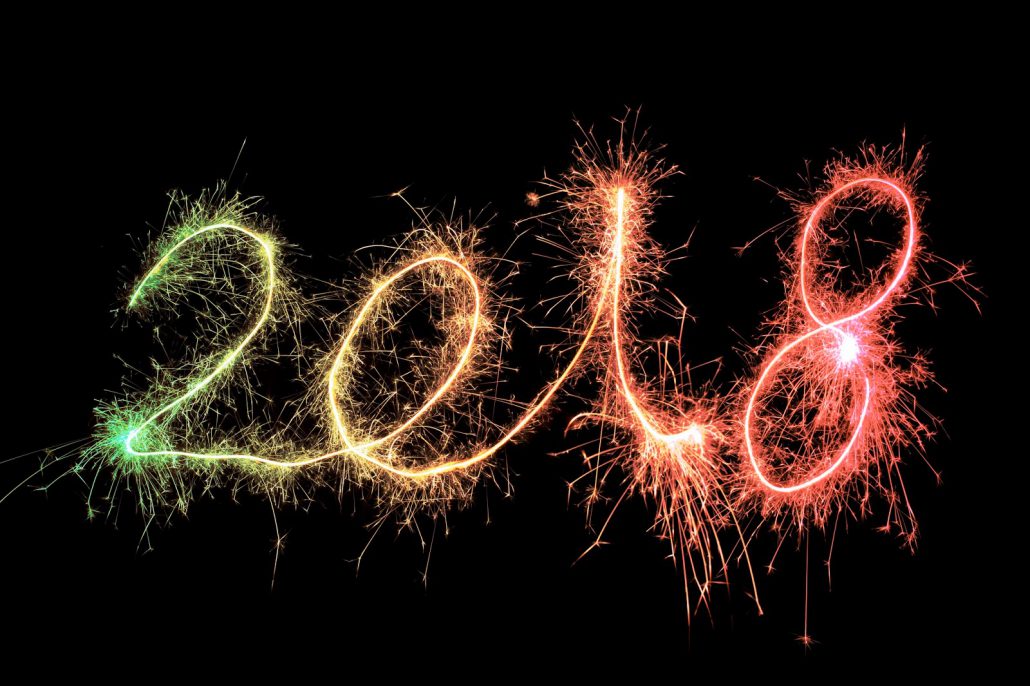 2018 text in sparkle light